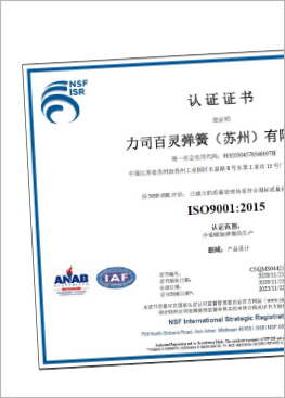 Lee Spring China Suzhou ISO 9001-2015 Certificate