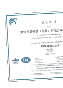Lee Spring China Tainjin ISO 9001-2015 Certificate